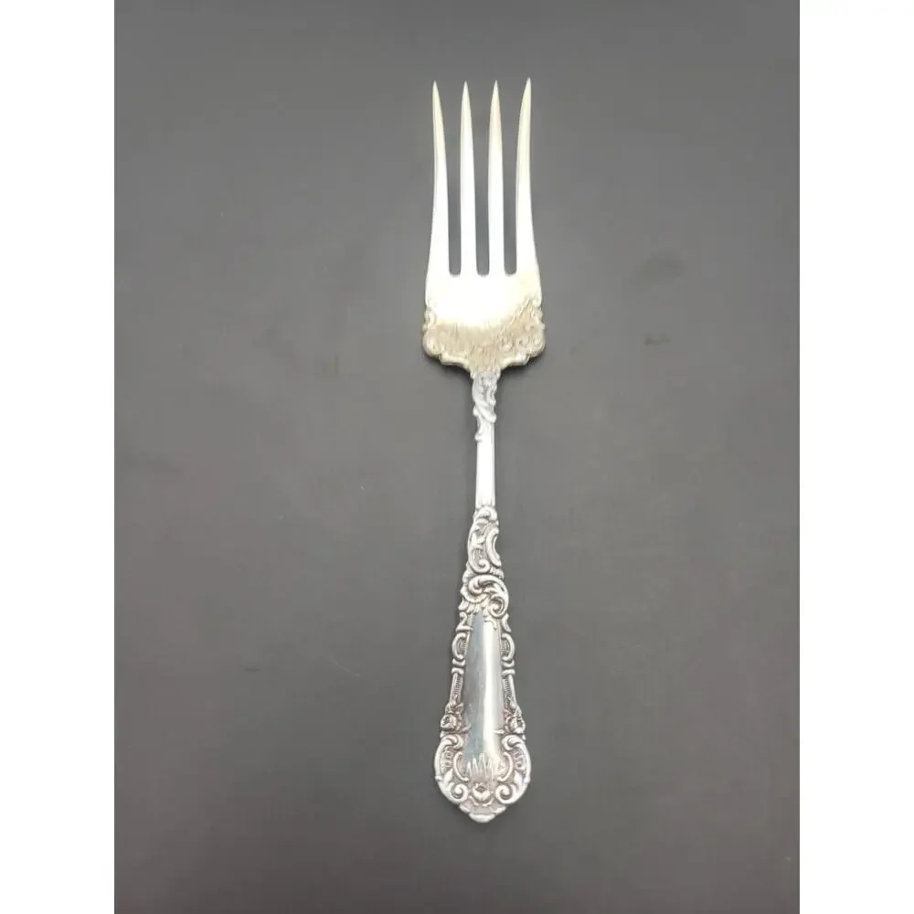 Antique Silverplate Wm ROGERS YALE 1894 Small Meat Serving Fork Mono